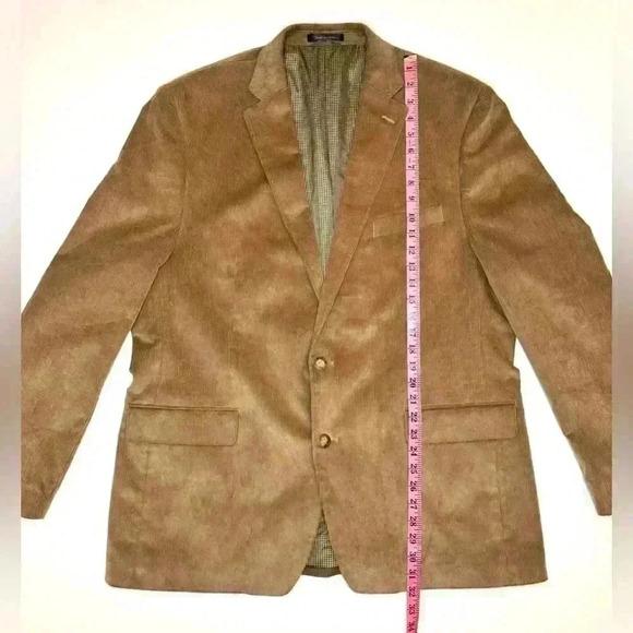 Chaps Men’s Corduroy Sport Coat Blazer Jacket Size-46L Tan Beige - Picture 2 of 9